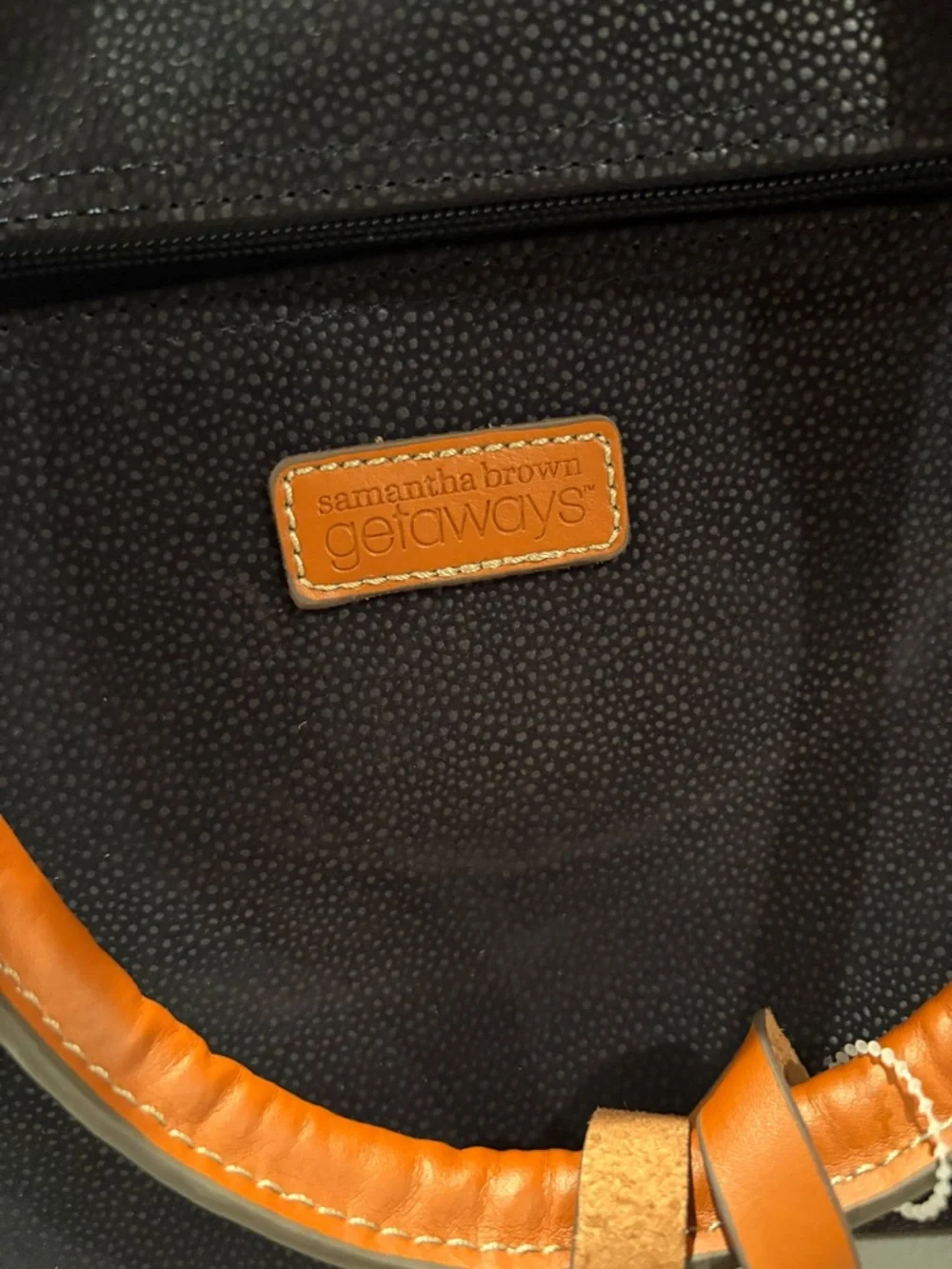 Women’s Navy weekender bag  with Brown Leather Handles and Trim - Picture 3 of 8